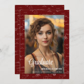 Maroon Math College Script Photo Graduation 案内状 (正面/裏面)