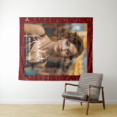 Maroon Math Handwritten Script Photo Graduation タペストリー (インサイチュ(横))