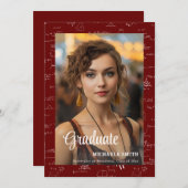 Maroon Math Photo College Graduate 案内状 (正面/裏面)