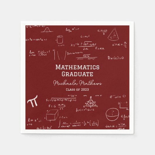 Maroon Mathematics Graduate Class of Graduation スタンダードカクテルナプキン (正面)