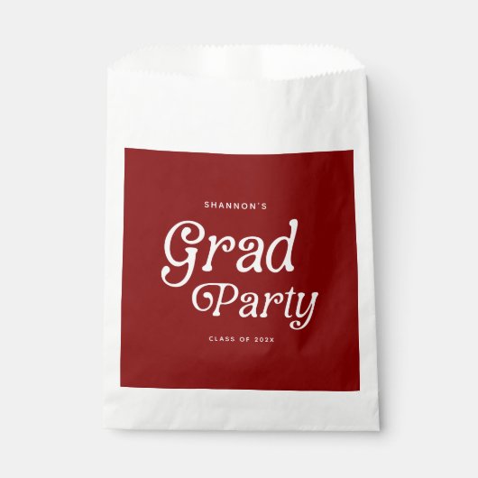 Maroon Minimal Retro Graduation Favor Bag フェイバーバッグ (正面)