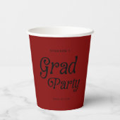 Maroon Minimal Retro Graduation Paper Cups 紙コップ (裏面)