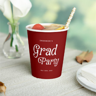 Maroon Minimal Retro Graduation Paper Cups 紙コップ