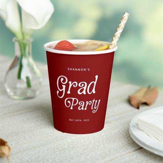 Maroon Minimal Retro Graduation Paper Cups 紙コップ (インサイチュ)