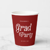 Maroon Minimal Retro Graduation Paper Cups 紙コップ (正面)