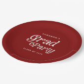 Maroon Minimal Retro Graduation Paper Plates ペーパープレート (アングル)
