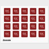Maroon Minimal Retro Graduation Square Sticker スクエアシール (シート)