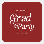 Maroon Minimal Retro Graduation Square Sticker スクエアシール (正面)