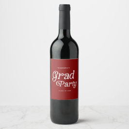 Maroon Minimal Retro Graduation Wine Label ワインラベル