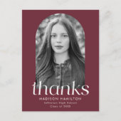 Maroon Minimalistモダン Graduationありがとう ポストカード (正面)