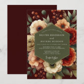 Maroon Moody Autumnal Wedding 招待状 (正面/裏面)