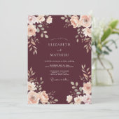 Maroon Moody Botanical Wedding 招待状 (スタンド正面)