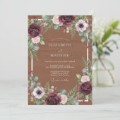 Maroon Moody Rustic Wedding 招待状 (スタンド正面)