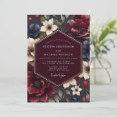 Maroon Nocturnal Bloom Wedding 招待状 (スタンド正面)