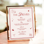 Maroon Opera Wedding Bar Drinks Menu ポスター