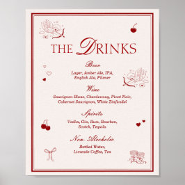 Maroon Opera Wedding Bar Drinks Menu ポスター
