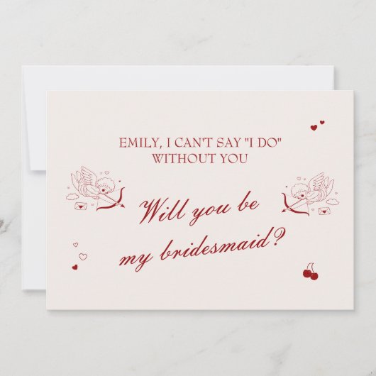 Maroon Opera Wedding Bridesmaid Proposal Card 招待状 (正面)