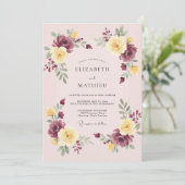 Maroon Ornate Botanical Wedding 招待状 (スタンド正面)