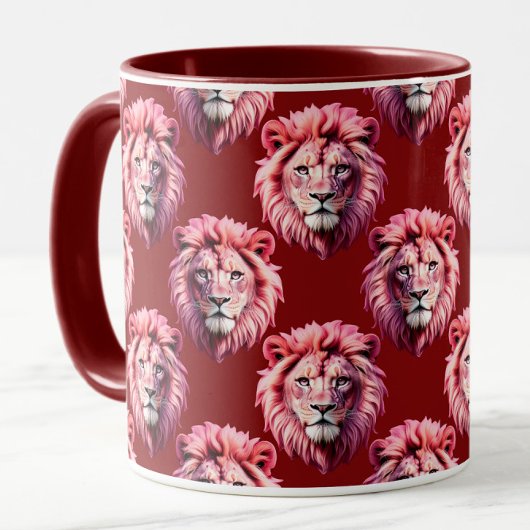 Maroon Pink Lion Head Design  マグカップ