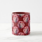 Maroon Pink Lion Head Design  マグカップ (中央)