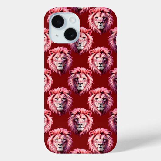 Maroon Pink Lion Head Design  Case-Mate iPhoneケース (裏面)