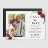 Maroon Redフローラ日付写真マグネットを保存 (正面/裏面)