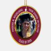 Maroon Red金ゴールド2 Photo Graduation Class of 2023 セラミックオーナメント (右)