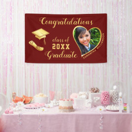 Maroon Red Class of 2025卒業写真 横断幕