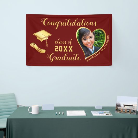 Maroon Red Class of 2025卒業写真 横断幕 (トレードショー)