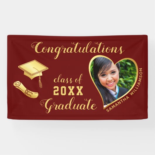 Maroon Red Class of 2025卒業写真 横断幕 (横)