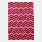 Maroon Red Pink Chevron Zigzag Design  キッチンタオル (縦)