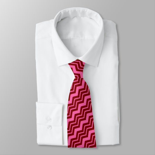 Maroon Red Pink Chevron Zigzag Design  ネクタイ (タイ)
