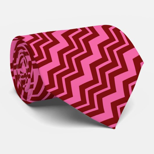 Maroon Red Pink Chevron Zigzag Design  ネクタイ (ロール)