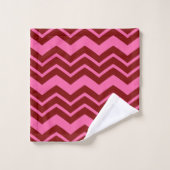 Maroon Red Pink Chevron Zigzag Design  バスタオルセット (ウォッシュタオル)