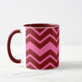 Maroon Red Pink Chevron Zigzag Design  マグカップ (左)
