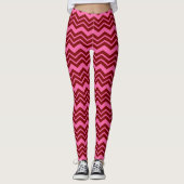 Maroon Red Pink Chevron Zigzag Design  レギンス (正面)