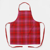 Maroon Red Pink Plaid Tartan Design  エプロン (正面)