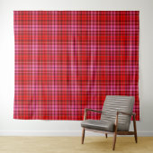Maroon Red Pink Plaid Tartan Design  タペストリー (インサイチュ(横))