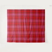 Maroon Red Pink Plaid Tartan Design  タペストリー (正面(横))