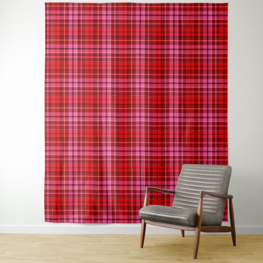 Maroon Red Pink Plaid Tartan Design  タペストリー (インサイチュ)