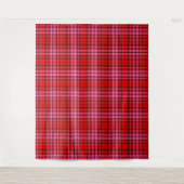 Maroon Red Pink Plaid Tartan Design  タペストリー (正面)