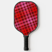 Maroon Red Pink Plaid Tartan Design  ピックルボールラケット (正面)