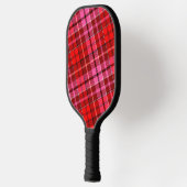 Maroon Red Pink Plaid Tartan Design  ピックルボールラケット (左)