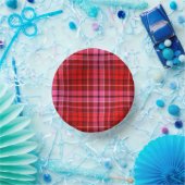 Maroon Red Pink Plaid Tartan Design  ペーパーボウル (パーティー)