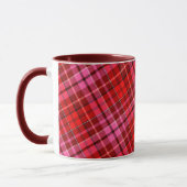 Maroon Red Pink Plaid Tartan Design  マグカップ (左)