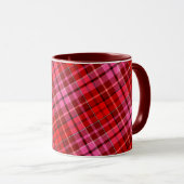 Maroon Red Pink Plaid Tartan Design  マグカップ (正面右)