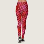 Maroon Red Pink Plaid Tartan Design  レギンス (裏面)