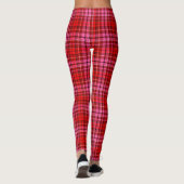 Maroon Red Pink Plaid Tartan Design  レギンス (裏面)