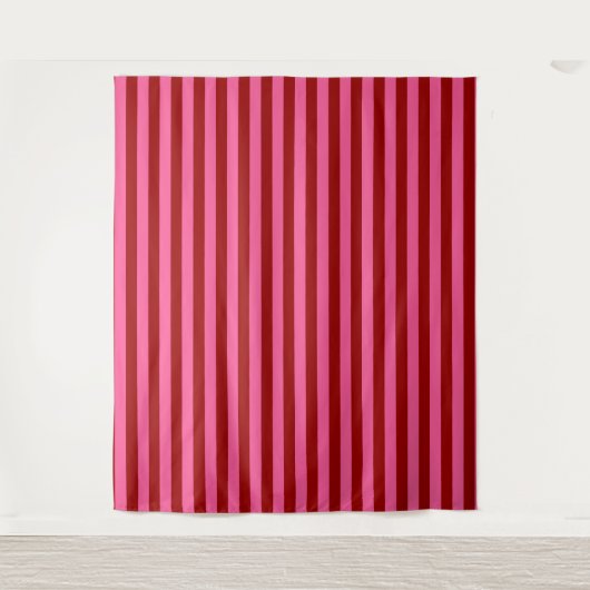 Maroon Red Pink Stripes Design  タペストリー (正面)