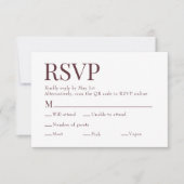 Maroon Red Scan Qrコード食事の選択結婚s 出欠カード (正面)